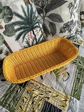Panier corbeille fil tressé plastique style osier scoubidou vintage jaune pop