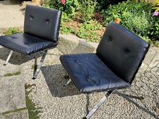 Paire de Chauffeuses Vintage Hans Eichenberger en Skaï et Acier Chromé 1960