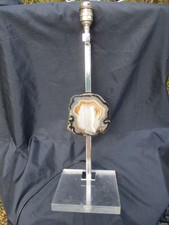 LAMPE Vintage, Chrome et tranche d'Agate, 1970's. Socle perspex goût Willy Daro