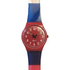 Montre Collector Swatch Rouge Type Classique Bracelet rouge ,marine ,transparent