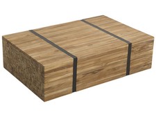 Table Basse Façon Palette 110 x 69 cm en Bois de Teck et Acier Clair et Noir Gan