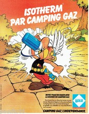 PUBLICITE ADVERTISING 066  1980  Camping Gaz  Astérix gourde Isotherm