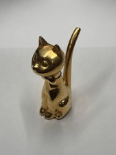 🐱 Chat décoratif vintage en laiton doré – Figurine design minimaliste