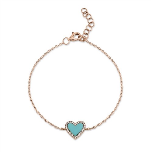 14k rose coeur turquoise - 14k, or