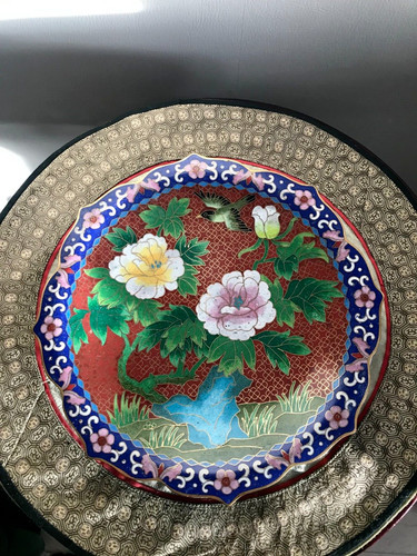 Cloisonne assiette plat bronze - assiette,