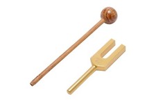 Neuf Or Cristal Tuning Fourche 4096 + Bois Maillet Son Vibration Thérapeutique