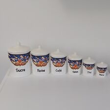 Série de 6 Pots Anciens à Epices en Faïence numéroté  TBE Hirondelle / Fleurs