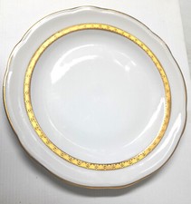 Assiette plate Porcelaine fine AB France - blanc et liseré or Diam 24,5 cm
