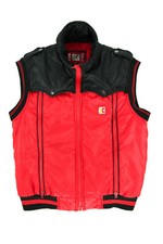 Doudoune sans manches mixte en nylon rouge et noir | Vintage 80s 