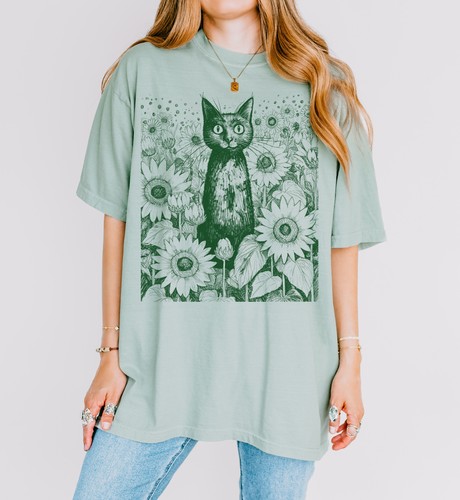 Cat and sunflowers - cat,
