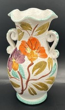 Vase vintage en céramique italienne à anses – décor floral coloré – Italie