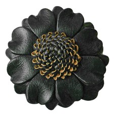 Broche Pince À Cheveux fête mariage FLEUR en cuir véritable noir