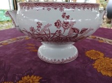 Bas de Soupière Légumier Société Amandinoise Modèle Margot Déco Fleur Rose Rouge