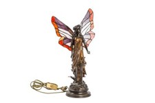 Lampe Tiffany de Table Fée Fantasy Fairy Résine Avec Verre Et Ailes Piéce