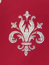 Rouleau Papier Peint Ancien Fleurs De Lys Fond Rouge Début XX°