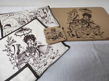 Lot de 8 sets de table + 10 Sous verre en liège + 2 Sacs à pain