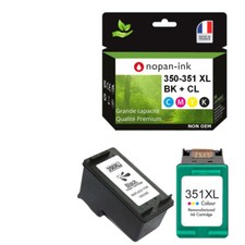 350 + 351XL fabriqué en France, 2 Cartouche d'encre compatible pour HP 350 + 351