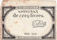 5 Livres - 10 Brumaire An II (31.10.1793) - Sign. David  - Série 7903