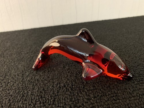 Dauphin rouge cristal daum - rouge,
