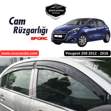 Visières de vitre Mugen pour Peugeot 208 2012-2018 4 pièces pare pluie noir p...