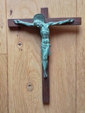 religion christianisme reliquaire beau crucifix en bronze art deco