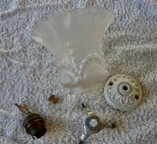 Ancien Applique Tulipe ancienne Pâte de verre Suspension lustre complète