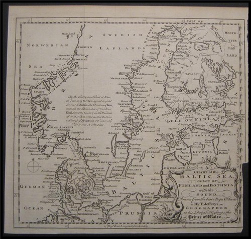 1748 jefferys map - baltic, sea