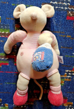 ST4 / DOUDOU PELUCHE MOULIN ROTY MUSICAL SOURIS LILA RAYE ROSE BLANC + BEBE BLEU