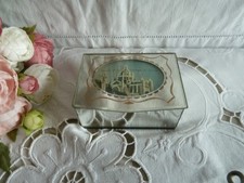 Boite ancienne en verre sur cuivre Souvenir basilique de Lisieux 10/7cm