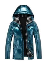 Manteau Duvet Sport Sintetique à Capuche Vert Homme Mince Étroit de Jambe 7845