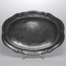 Etain ancien - Plat oblong chantourné -Frères Ranchettes Coutances XVIIIe siecle