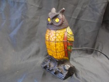 Lampe Hibou style Tiffany en vitrail et résine  fonctionne – très décorative