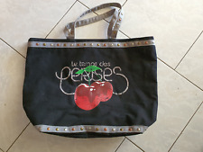 Cartable sac fourre tout bandouillère besace toile noir rouge Le temps  cerises