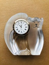 Pendulette Pendule Horloge Chat cristal cristallerie Royales De Champagne Japan