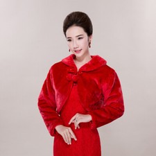Femmes Solide Fausse Fourrure Étole Châle Veste Mariée Mariage Bolero Cape Gilet