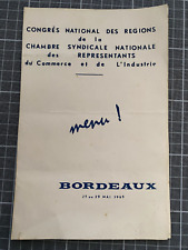 1965 - Menu Congrès CCI -Bordeaux-Chateau Palmer, Margaux, Médoc. Oenologie, vin