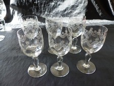 6 ANCIENS VERRES A PIED GRAVE VERRE A VIN BLANC OU PORTO MODELE EMMA MEISSENTHAL