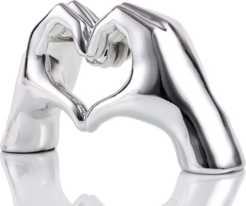 Silver heart hands sculpture - hands,