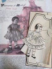 T21 ANCIEN PATRON POUPEES MODES & TRAVAUX  FRANCOISE ou MICHEL DECEMBRE  1956