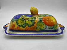 GRECE : SUPERBE BEURRIER " PLATEAU & CLOCHE " EN FAÏENCE DE SKYROS