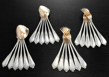 HENIN & COMPERE :   Ménagère / Service à Desserts en Argent massif Vermeil 24pcs