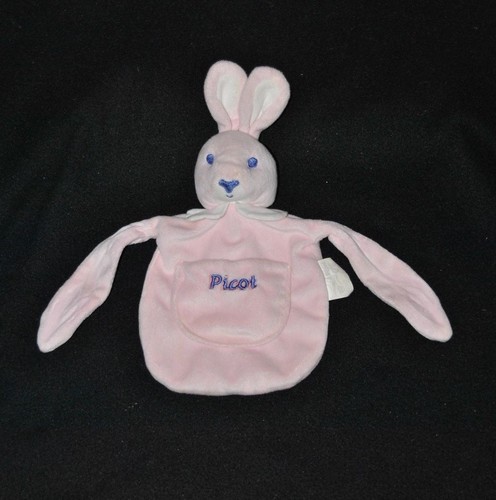 Peluche doudou lapin - rose, plat