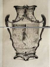 Hotin Gravure Eau Forte Etching Vase Emile Gallé En Cristal Rose Vermeil 1890