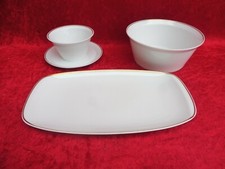 Bol, Assiette, Saucière, Rosenthal Studio-Line, Blanc Avec Bord Doré, Neuf