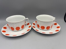 2 GRANDES TASSES  DÉJEUNER / CHOCOLAT   PORCELAINE   Vintage orange