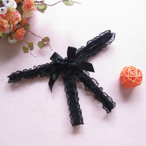 String noir dentelle ouvert - , à