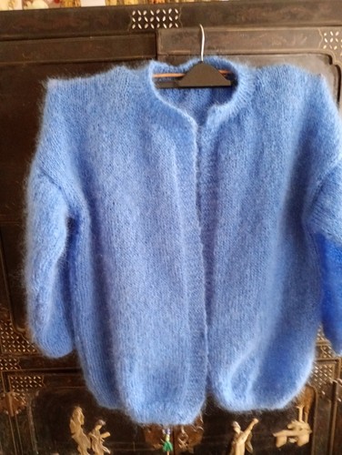 Long gilet mohair bleu royal - ,