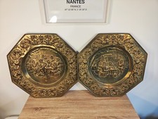 Paire De Grands Plats A Offrandes En Laiton Déco Vintage