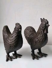 Poule Coq FONTE Décoration MAISON  JARDIN extérieur bloque porte cuisine couple 