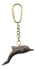 Porte-clés - dauphin Pendentif en bois/laiton 6 x 10 cm Sea-Club